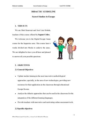 Secret Stashes to Escape. Didactic guideline Sagunt