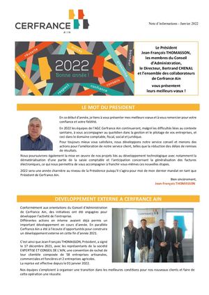 Note Info adhérents - janvier 2022