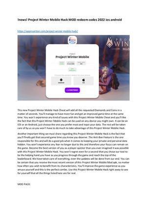 !News! Project Winter Mobile Hack Mod Redeem Codes 2022 Ios Android
