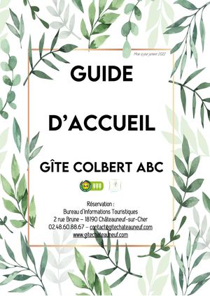 Livret Pré Accueil Gîte Groupe Centre France Colbert Abc