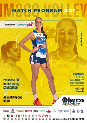 Match program Prosecco Doc Imoco Volley Conegliano - Acqua&Sapone Roma Volley Club