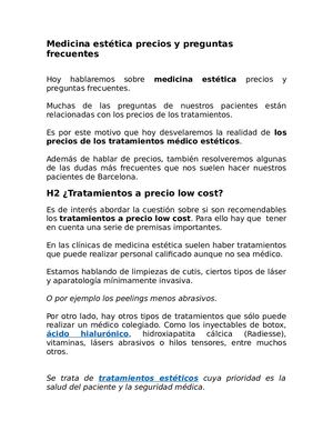Medicina Estética Precios Y Preguntas Frecuentes