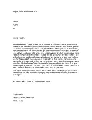 Carta Señora Muerte