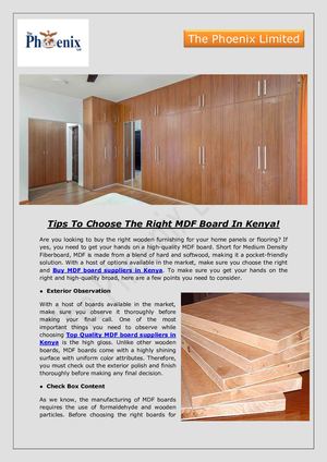 Buy Mdf Board Suppliers In Kenya The Phoenix Limited