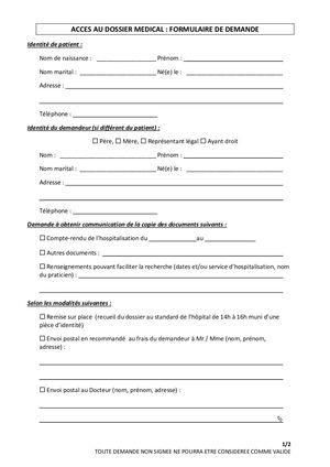 Demande De Communication De Documents Medicaux