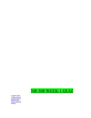 Nr 508 Week 1 Quiz And Answers Chamberlain College Of Nursing