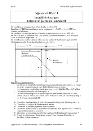 BAEP1 5 Exercice Instabilites Elastiques Poteau Flambement