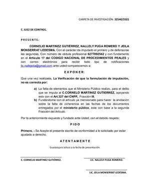 Formulacion De Imputacion