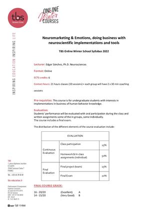 Neuromarketing Syllabus Owc 2022