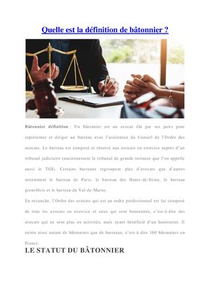 Qu'est ce que la définition de bâtonnier ?