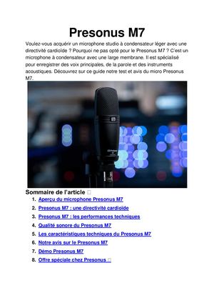 La qualité du microphone Presonus M7.