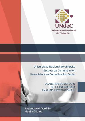 Cuaderno De Estudio De La Asignatura Análisis Institucional Gordillo, Am Y Olivera Nb