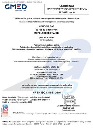 Certificat Nf En Iso13486 2016 N°36891 Rev0