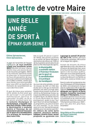Lettre de votre Maire - n°195 - Janvier 2022