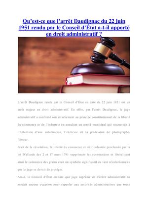 L’arrêt Daudignac du 22 juin 1951 rendu par le conseil d’état