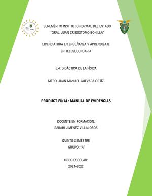 Producto Final. Manual De Evidencias
