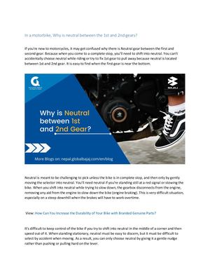 Why Is Neutral Between The 1st And 2nd Gears