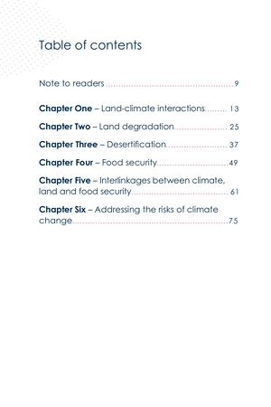 Table of Content Land And Climate