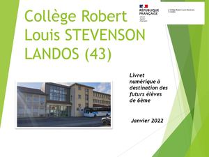 Livre Numérique - collège STEVENSON - LANDOS(43) -  Janvier 2022