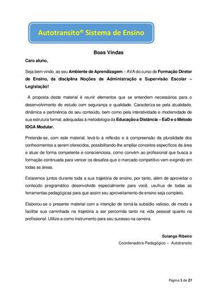 Noções de Administração e Supervisão Escolar – Legislação