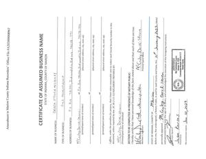 Certificate of Assumed Business Name
