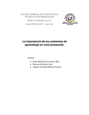 La importancia de los ambientes de aprendizaje en nivel preescolar
