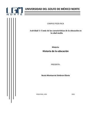 Actividad 1: Comic de las características de la educación en la edad media Unidad 2