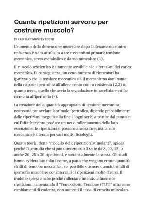 Kristian Montevecchi Quante Ripetizioni Servono Per Costruire Muscolo