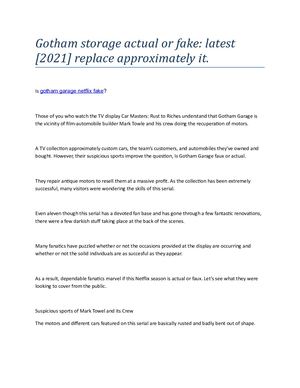 Gotham storage actual or fake: latest [2021] replace approximately it.