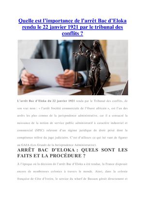 L’arrêt Bac D’eloka rendu le 22 janvier 1921 par le tribunal des conflits est-il important ?