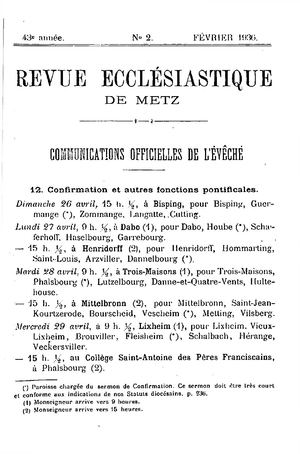 Revue Ecclésiastique de Metz 1936-02