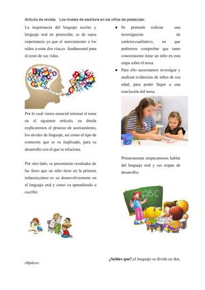 La Importancia Del Lenguaje Escrito Y Lenguaje Oral En Preescolar