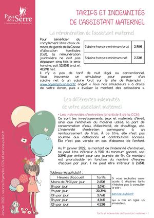 20201120 - Tarifs Et Indemnités De L'assistant Maternel