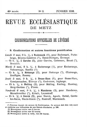 Revue Ecclésiastique de Metz 1938-02