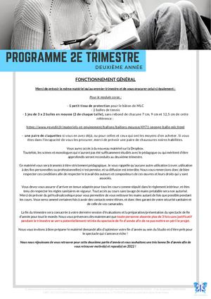 Programme 2e Trimestre 2 Année 2021 22