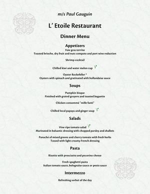 New Dinner Menu L' Etoile Day 2 English