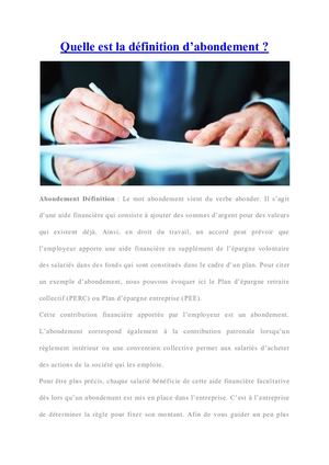 Qu'est ce que l'abondement ?