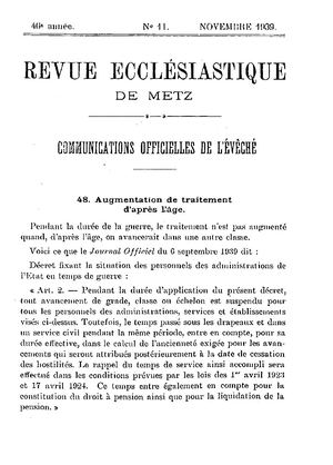 Revue Ecclésiastique de Metz 1939-11