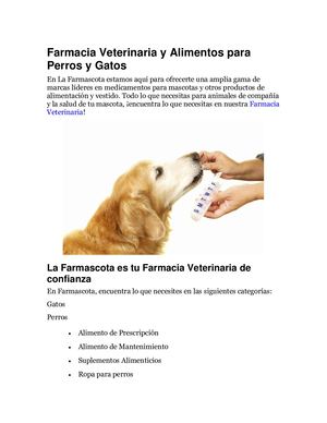 Farmacia Veterinaria Y Alimentos Para Perros Y Gatos