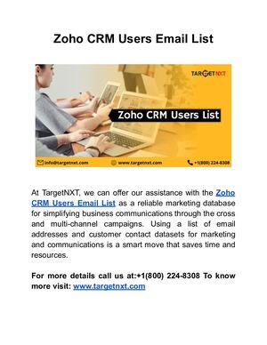 Zoho Crm Users Email List | Zoho CRM Users List