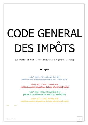 Code général des impôts Loi 2012-31 du 31 décembre 2012 Cgi Sénégal Modifié à Jour