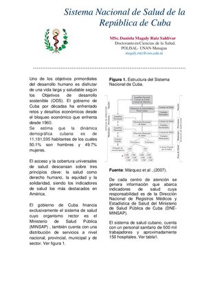 Sistema Nacional de Salud de la República De Cuba Revisión Cies Unan Managua’’