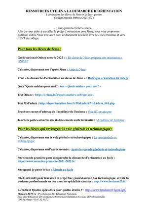 Lettre Aux Parents Avec Ressources