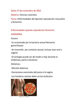 Efermedades Del Sistema Reproductor  Masculino Y Femeniono .