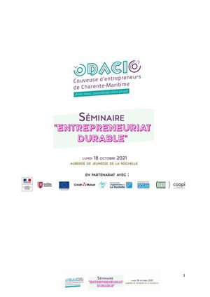 Restitution Séminaire Entrepreneuriat Durable Version Def