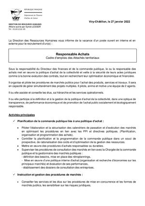 ANNONCE  Responsable Achat