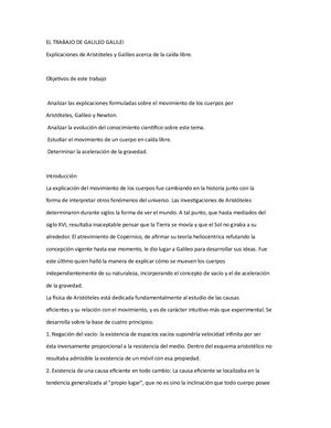 El Trabajo De Galileo Galilei
