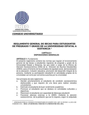 Reglamento Becas A Estudiantes 28 Jul 2016