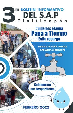 3do Boletin Informativo Agua Potable Tlaltizapan´2022