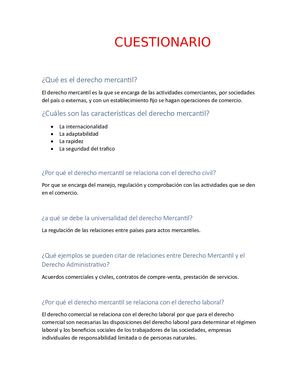 Cuestionario 2 Derecho Mercantil